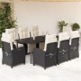 Set de comedor de jardín 9 pzas y cojines ratán sintético negro en Conjuntos de jardín | Comprar online en Foru.es