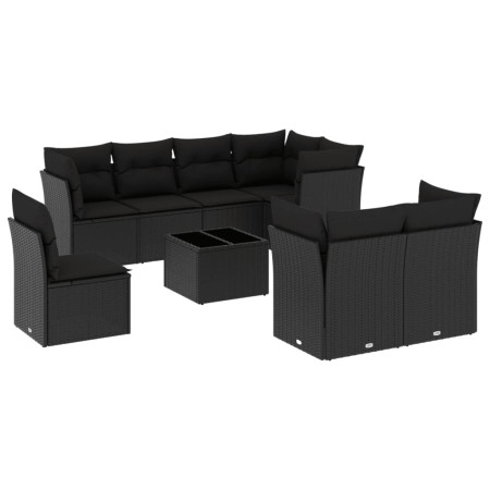 Set de sofás de jardín 8 piezas y cojines ratán sintético negro de , Conjuntos de jardín - Ref: Foro24-3249774, Precio: 606,4...