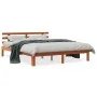 Estructura cama con cabecero madera pino marrón cera 150x200 cm de , Camas y somieres - Ref: Foro24-844275, Precio: 104,06 €,...
