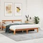 Estructura cama con cabecero madera pino marrón cera 150x200 cm de , Camas y somieres - Ref: Foro24-844275, Precio: 104,06 €,...