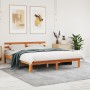 Estructura cama con cabecero madera pino marrón cera 150x200 cm de , Camas y somieres - Ref: Foro24-844275, Precio: 105,31 €,...
