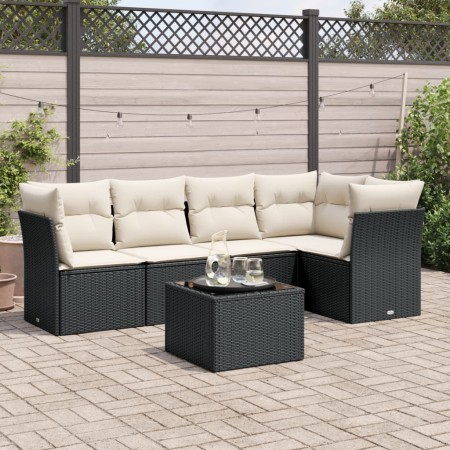 Set de sofás de jardín 6 piezas y cojines ratán sintético negro de , Conjuntos de jardín - Ref: Foro24-3249445, Precio: 371,9...