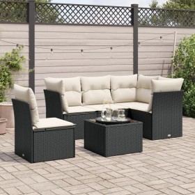 Set de sofás de jardín 6 piezas y cojines ratán sintético negro de , Conjuntos de jardín - Ref: Foro24-3249485, Precio: 371,9...