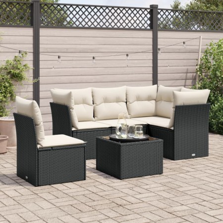 Set de sofás de jardín 6 piezas y cojines ratán sintético negro de , Conjuntos de jardín - Ref: Foro24-3249485, Precio: 371,9...