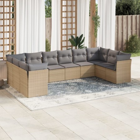 Juego de sofás jardín con cojines beige 10 pzas ratán sintético de , Conjuntos de jardín - Ref: Foro24-3250038, Precio: 621,3...