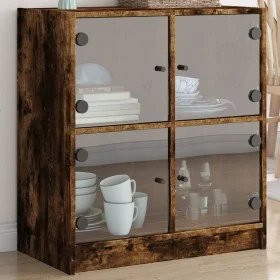 Beistellschrank mit Glastüren aus geräucherter Eiche, 68 x 37 x 75,5 cm von , Sideboards - Ref: Foro24-836382, Preis: 74,28 €...