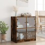 Armario auxiliar puertas de vidrio roble ahumado 68x37x75,5 cm de , Aparadores - Ref: Foro24-836382, Precio: 77,32 €, Descuen...