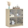 Armario auxiliar puertas de vidrio roble Sonoma 68x37x75,5 cm de , Aparadores - Ref: Foro24-836380, Precio: 76,24 €, Descuent...