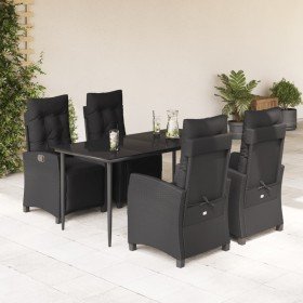 Set de muebles jardín 5 pzas con cojines ratán sintético negro en Conjuntos de jardín | Comprar online en Foru.es