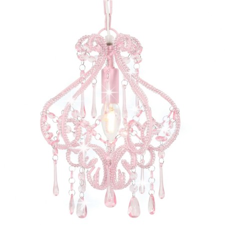Lámpara de techo con cuentas rosa redonda E14 de vidaXL, Lámparas - Ref: Foro24-281595, Precio: 40,56 €, Descuento: %