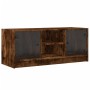 Mueble de TV con puertas de vidrio roble ahumado 102x37x42 cm de , Muebles TV - Ref: Foro24-836375, Precio: 63,94 €, Descuent...