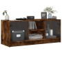 Mueble de TV con puertas de vidrio roble ahumado 102x37x42 cm de , Muebles TV - Ref: Foro24-836375, Precio: 63,94 €, Descuent...