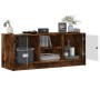 Mueble de TV con puertas de vidrio roble ahumado 102x37x42 cm de , Muebles TV - Ref: Foro24-836375, Precio: 63,94 €, Descuent...
