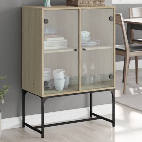 Armario auxiliar puertas de vidrio roble Sonoma 69x37x100 cm de , Aparadores - Ref: Foro24-836548, Precio: 74,64 €, Descuento: %
