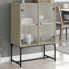 Auxiliary cabinet with Sonoma oak glass doors 69x37x100 cm by , Sideboards - Ref: Foro24-836548, Price: 73,63 €, Discount: %