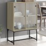 Armario auxiliar puertas de vidrio roble Sonoma 69x37x100 cm de , Aparadores - Ref: Foro24-836548, Precio: 74,64 €, Descuento: %