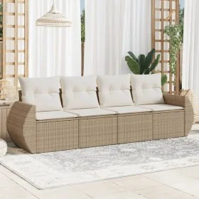 Juego de sofás jardín con cojines 4 pzas ratán sintético beige de , Conjuntos de jardín - Ref: Foro24-3221077, Precio: 332,19...