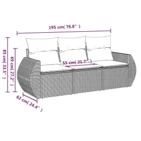 Gartensofa-Set mit Kissen, 3-teilig, schwarzes synthetisches Rattan von , Gartensets - Ref: Foro24-3221054, Preis: 240,25 €, ...