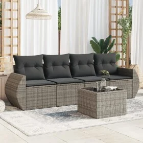 Juego de sofás jardín con cojines 5 pzas ratán sintético gris de , Conjuntos de jardín - Ref: Foro24-3221089, Precio: 322,24 ...