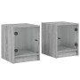 Mesitas noche con puertas vidrio 2 uds gris Sonoma 35x37x42 cm de , Mesitas de noche - Ref: Foro24-836354, Precio: 41,13 €, D...