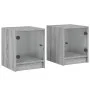Nightstands with glass doors 2 units gray Sonoma 35x37x42 cm by , Nightstands - Ref: Foro24-836354, Price: 40,78 €, Discount: %