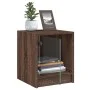Mesitas noche con puertas vidrio 2 uds roble marrón 35x37x42 cm de , Mesitas de noche - Ref: Foro24-836356, Precio: 40,78 €, ...