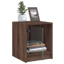 Mesitas noche con puertas vidrio 2 uds roble marrón 35x37x42 cm de , Mesitas de noche - Ref: Foro24-836356, Precio: 41,41 €, ...