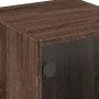 Mesitas noche con puertas vidrio 2 uds roble marrón 35x37x42 cm de , Mesitas de noche - Ref: Foro24-836356, Precio: 40,78 €, ...