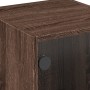 Mesitas noche con puertas vidrio 2 uds roble marrón 35x37x42 cm de , Mesitas de noche - Ref: Foro24-836356, Precio: 41,41 €, ...