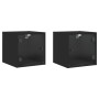 Mesitas de noche con puertas de vidrio 2 uds negro 35x37x35 cm de , Mesitas de noche - Ref: Foro24-836465, Precio: 54,91 €, D...