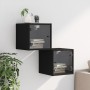 Mesitas de noche con puertas de vidrio 2 uds negro 35x37x35 cm de , Mesitas de noche - Ref: Foro24-836465, Precio: 54,91 €, D...