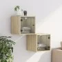 Mesitas noche con puertas vidrio 2 uds roble Sonoma 35x37x35 cm de , Mesitas de noche - Ref: Foro24-836467, Precio: 59,44 €, ...