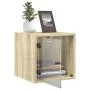 Mesitas noche con puertas vidrio 2 uds roble Sonoma 35x37x35 cm de , Mesitas de noche - Ref: Foro24-836467, Precio: 59,44 €, ...