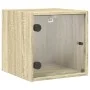 Mesitas noche con puertas vidrio 2 uds roble Sonoma 35x37x35 cm de , Mesitas de noche - Ref: Foro24-836467, Precio: 59,44 €, ...