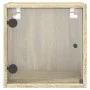 Mesitas noche con puertas vidrio 2 uds roble Sonoma 35x37x35 cm de , Mesitas de noche - Ref: Foro24-836467, Precio: 59,44 €, ...