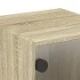 Mesitas noche con puertas vidrio 2 uds roble Sonoma 35x37x35 cm de , Mesitas de noche - Ref: Foro24-836467, Precio: 59,44 €, ...