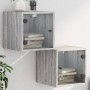Mesitas noche con puertas vidrio 2 uds gris Sonoma 35x37x35 cm de , Mesitas de noche - Ref: Foro24-836473, Precio: 54,75 €, D...