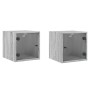 Mesitas noche con puertas vidrio 2 uds gris Sonoma 35x37x35 cm de , Mesitas de noche - Ref: Foro24-836473, Precio: 54,75 €, D...