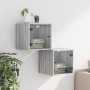 Mesitas noche con puertas vidrio 2 uds gris Sonoma 35x37x35 cm de , Mesitas de noche - Ref: Foro24-836473, Precio: 54,75 €, D...