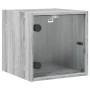 Mesitas noche con puertas vidrio 2 uds gris Sonoma 35x37x35 cm de , Mesitas de noche - Ref: Foro24-836473, Precio: 54,75 €, D...