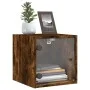 Mesitas noche puertas de vidrio 2 uds roble ahumado 35x37x35 cm de , Mesitas de noche - Ref: Foro24-836471, Precio: 50,59 €, ...