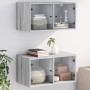 Mueble pared puertas de vidrio 2 uds gris Sonoma 68,5x37x35 cm de , Taquillas y armarios de almacenamiento - Ref: Foro24-8365...
