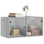 Mueble pared puertas de vidrio 2 uds gris Sonoma 68,5x37x35 cm de , Taquillas y armarios de almacenamiento - Ref: Foro24-8365...
