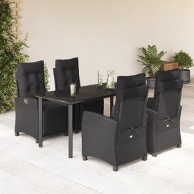 Set de muebles jardín 5 pzas con cojines ratán sintético negro en Conjuntos de jardín | Comprar online en Foru.es
