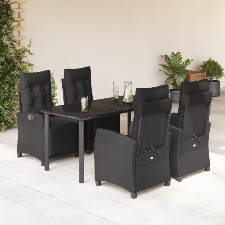 Set de muebles jardín 5 pzas con cojines ratán sintético negro en Conjuntos de jardín | Comprar online en Foru.es