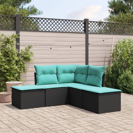 Set de muebles de jardín 5 pzas y cojines ratán sintético negro de , Conjuntos de jardín - Ref: Foro24-3217716, Precio: 244,6...