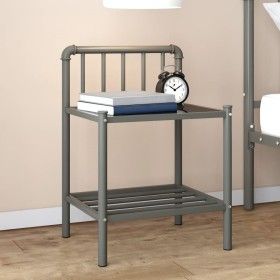 Mesita de noche metal y vidrio gris y negro 45x34,5x62,5cm de vidaXL, Mesitas de noche - Ref: Foro24-325097, Precio: 28,36 €,...