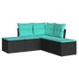 Set de muebles de jardín 5 pzas y cojines ratán sintético negro de , Conjuntos de jardín - Ref: Foro24-3217716, Precio: 244,6...