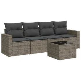 Garden sofa set with cushions 5 pieces gray synthetic rattan by , Modular outdoor sofas - Ref: Foro24-3251027, Price: 310,89 ...