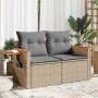 Sofá de jardín con cojines de 2 plazas ratán sintético beige de , Sofás de exterior - Ref: Foro24-366098, Precio: 159,67 €, D...